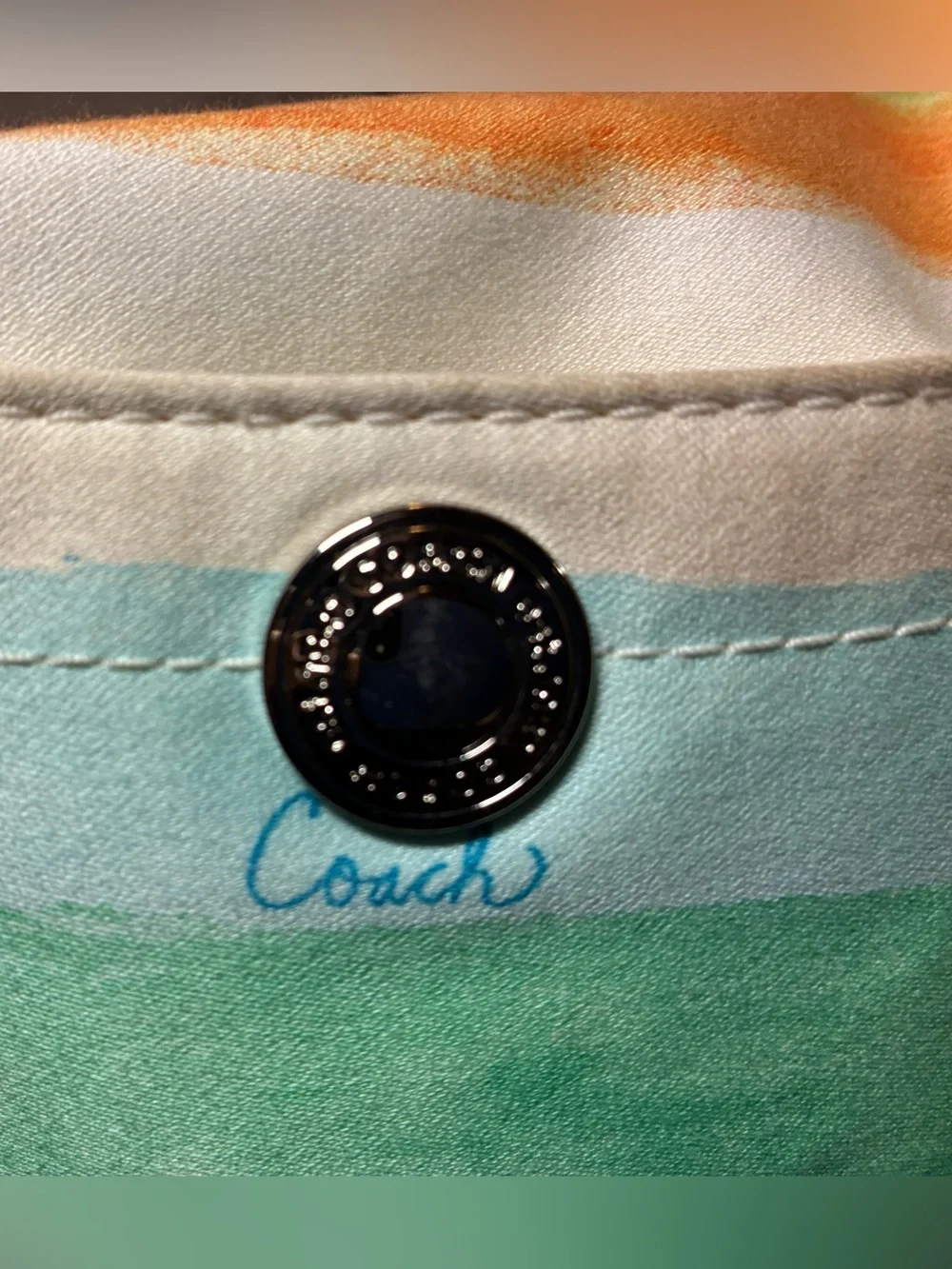 Coach Rainbow Striped Canvas Shoulder Bag with Leather Trim